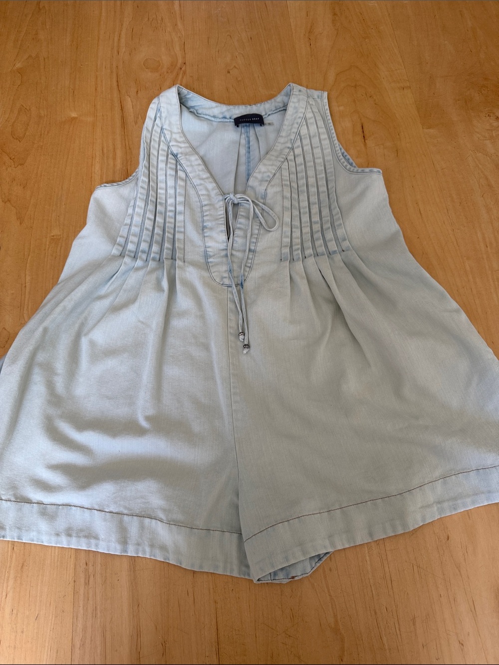 Light Blue Sleeveless Pleated Romper